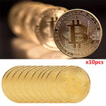 10x Gold Plated Bitcoin Coin Collectible Gift BTC Coin Art Collection Physical