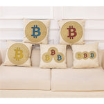 Home Decor Cushion Cover Bitcoin Decorative Coins Throw Pillowcase Pillow Covers