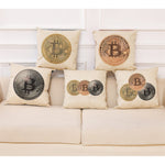 Home Decor Cushion Cover Bitcoin Decorative Coins Throw Pillowcase Pillow Covers