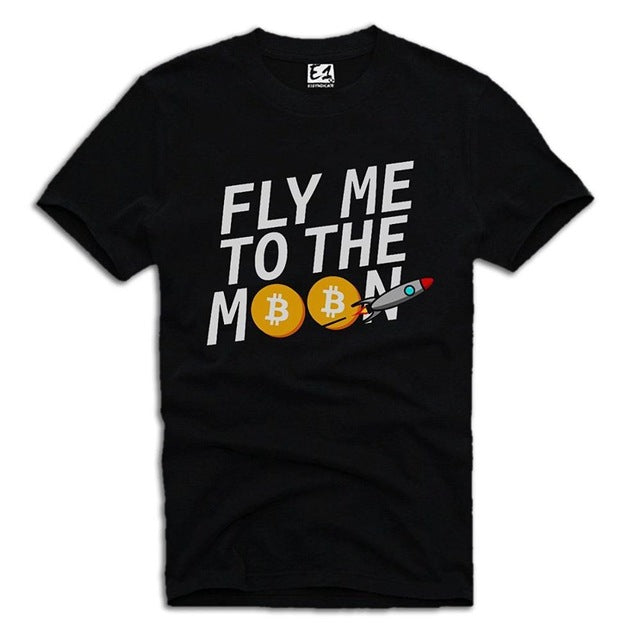 2018 New Arrivals FLY MOON BITCOIN  CRYPTO T SHIRT