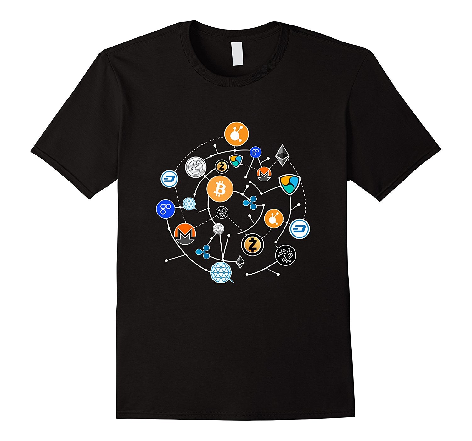 Cryptocurrency T-shirt. Ethereum, Bitcoin, Litecoin