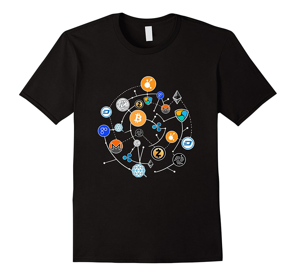 Cryptocurrency T-shirt. Ethereum, Bitcoin, Litecoin