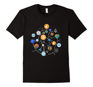 Cryptocurrency T-shirt. Ethereum, Bitcoin, Litecoin
