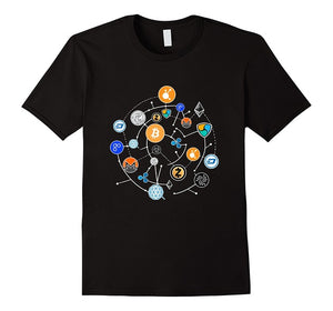 Cryptocurrency T-shirt. Ethereum, Bitcoin, Litecoin