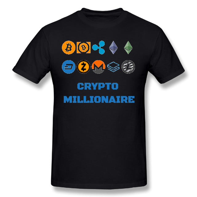 Bitcoin T-shirt Crypto Millionaire Digital Currency BTC Coin Lite T shirt Coin Dash Ripple Tee