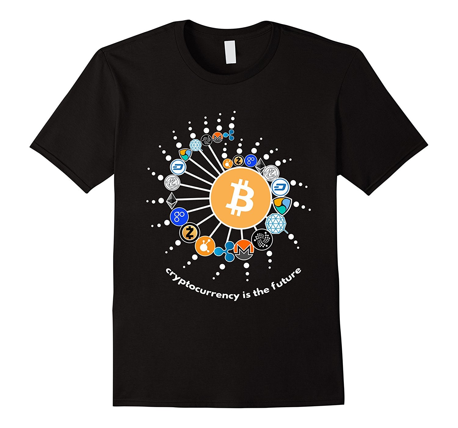 Cryptocurrency T-shirt. Ethereum, Bitcoin, Litecoin