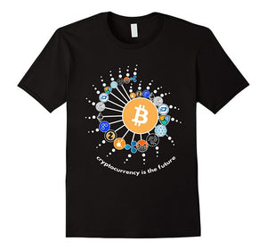 Cryptocurrency T-shirt. Ethereum, Bitcoin, Litecoin